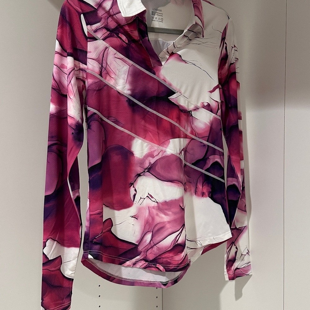 athletic Women's Pink and White Top